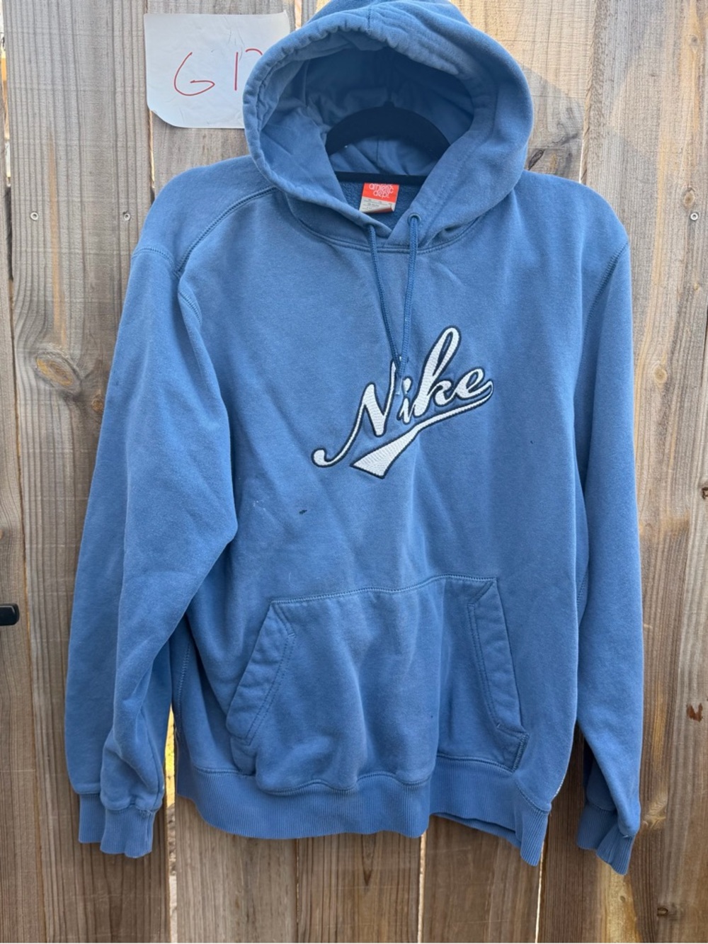 Vintage Nike Blue Pullover Hoodie with Script Logo Size XL